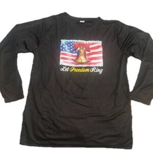 Patriotic Black Long Sleeve Tee with Freedom Print